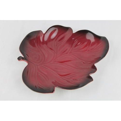 288 - Vintage Carlton Ware Rouge Royale  Art Deco Porcelain Leaf Dish 19 cm long