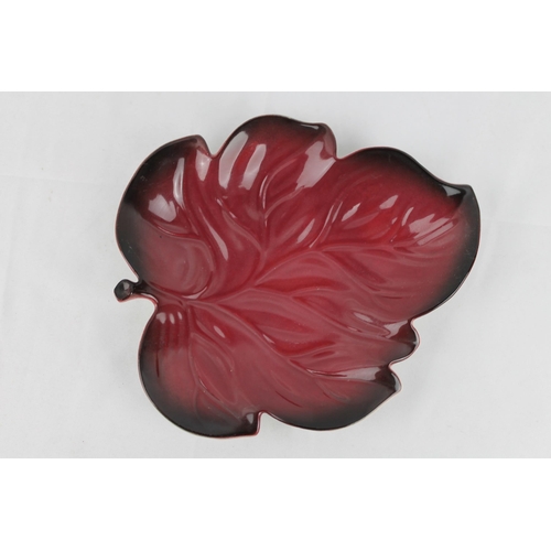 288 - Vintage Carlton Ware Rouge Royale  Art Deco Porcelain Leaf Dish 19 cm long