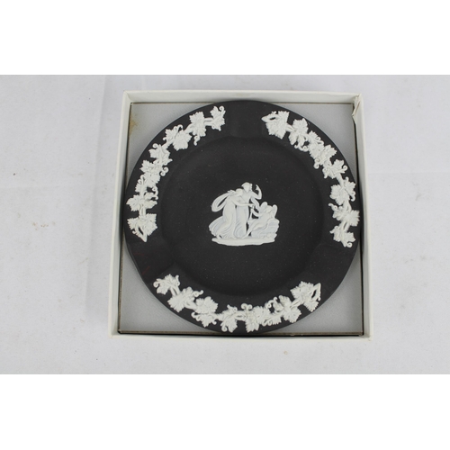 323 - Vintage Wedgewood Jasperware Black Cream Ashtray with Box