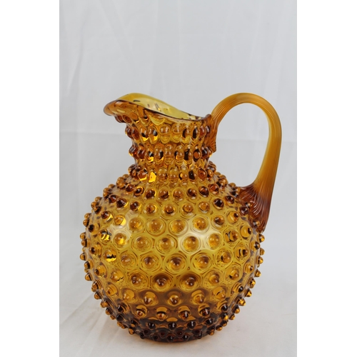 324 - Large Vintage Hand Made Bohemia Amber Glass Jug, Czech Republic, 23 cm tall