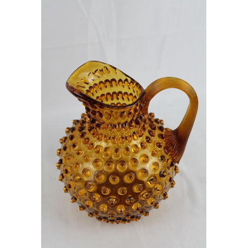 324 - Large Vintage Hand Made Bohemia Amber Glass Jug, Czech Republic, 23 cm tall