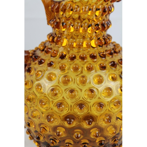 324 - Large Vintage Hand Made Bohemia Amber Glass Jug, Czech Republic, 23 cm tall