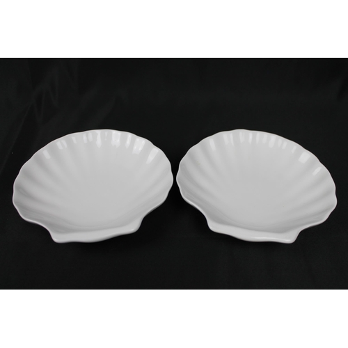 334 - Two White Porcelain Clams, Shells