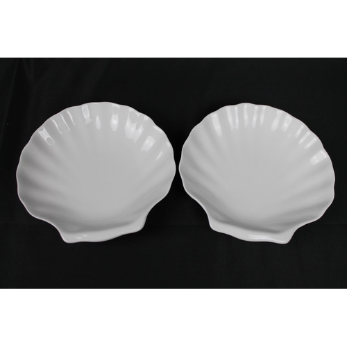 334 - Two White Porcelain Clams, Shells