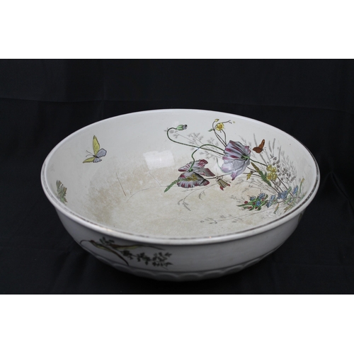 337 - Poppy , RH & S , (1824 ) Large Vintage Washing Bowl, 39 cm in diameter