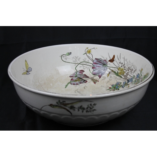 337 - Poppy , RH & S , (1824 ) Large Vintage Washing Bowl, 39 cm in diameter