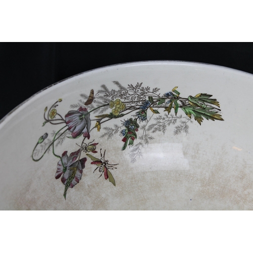 337 - Poppy , RH & S , (1824 ) Large Vintage Washing Bowl, 39 cm in diameter