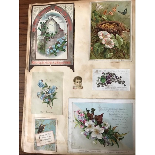 119 - Postcards - Original album with better topographical etc. & a Victorian scrap book.  (200+ plus book... 