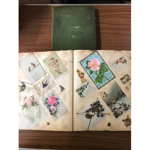 119 - Postcards - Original album with better topographical etc. & a Victorian scrap book.  (200+ plus book... 