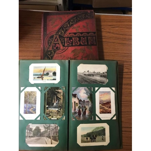 119 - Postcards - Original album with better topographical etc. & a Victorian scrap book.  (200+ plus book... 