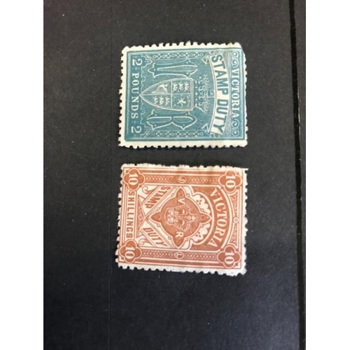 168 - Australian States - Victoria 1909 Stamp duty types 10/- & £2 unused, no gum. P11 1/2 types design as... 