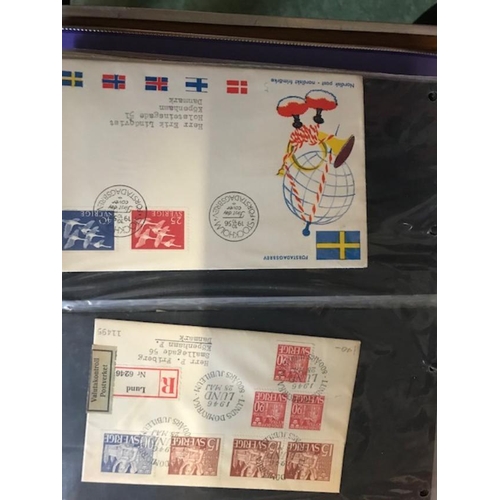 452 - Sweden cover album with earlier covers, mainly FDCs with all perf varieties on, (50 plus covers).