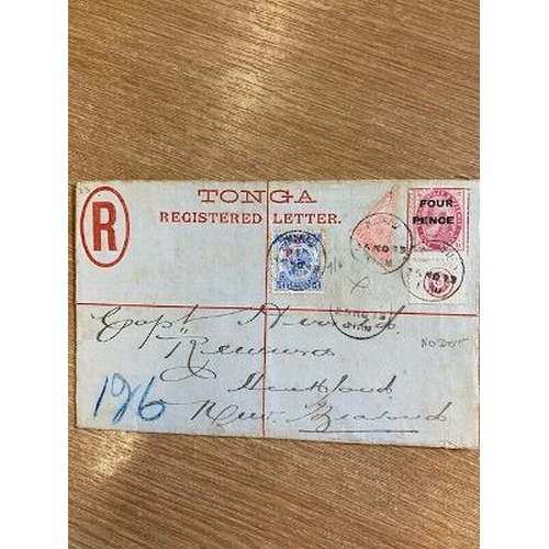462 - Tonga superb cover 1893 Tonga registered cover but the cover has an additional (unknown) stamp missi... 