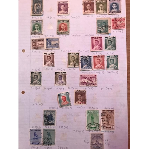 460 - Thailand accum on Leaves & Stock-cards. mainly used.  (Many 100s)  (E).