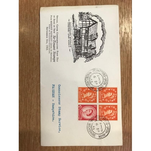 537 - GB First Day Covers - 1963 2/- reprint 6 Sept se-tenant pane only. Stratford upon Avon cds.  (1)  (S... 