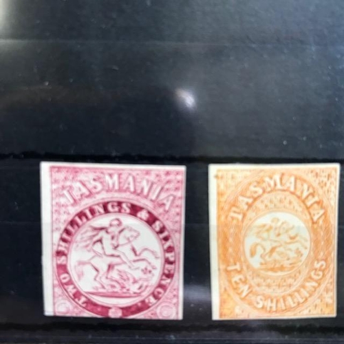 165 - 1864 2/6 & 5/- proofs in issued colours imperf on thin card (2) possibly 1889 reprints ? (S)