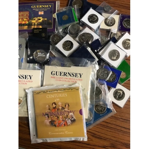 103 - Coins Guernsey & Alderney, year sets, £2 & £5 coins etc. Face stated to be £250+ (dzns) (B)