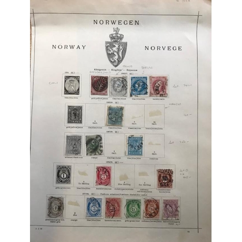 424 - Norway early to middle on old printed leaves. Mixed condn. (dozens)  (E).