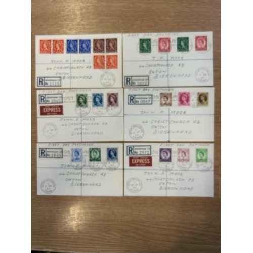 571 - GB First Day Covers - 1952-4 Tudors on 5 matching Registered Postcards.  Very attractive.  (5)  (S)