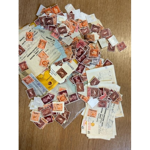 587 - Revenues QV-QE 2d & 1d stamps overprinted with firms names etc from receipts huge variety (465 appro... 