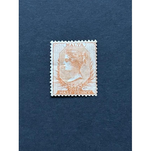 334 - Malta - 1863-81 1/2 bright orange SG 5. Mint, gum wrinkles.  SEE PHOTO.  (1)  (S)