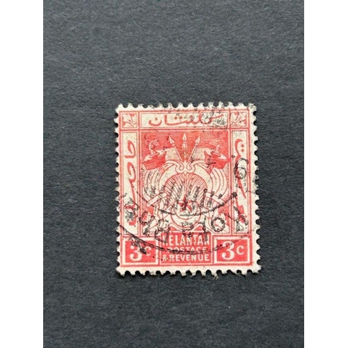 329 - Malayan States: Kelantan 1910 3L with Thailand type KOTA BHARU cds. Unusual. (1) (S)