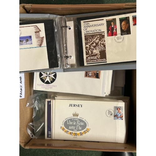 533 - Jersey - Packs & FDC's in 2 cartons.  (100s)  (2B)