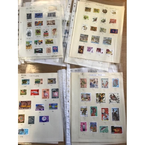76 - Collections & mixed lots box of album pages (71) World & Commonwealth in slip sleeves PTSA £318 (B)