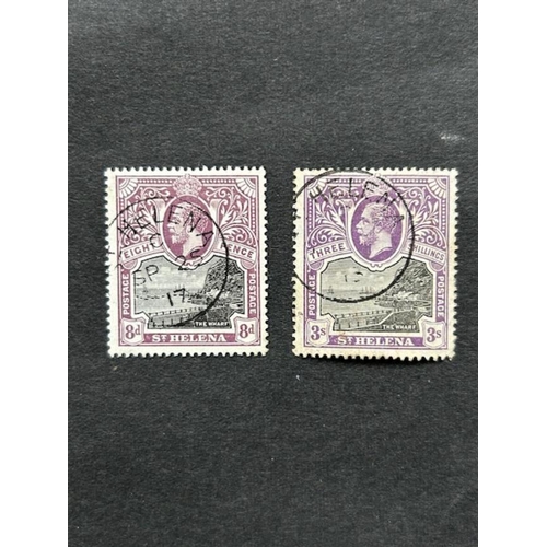 763 - St Helena - 1912-16 8d & 3/- fine used SG 78 & 81. SEE PHOTO. (2) (S)