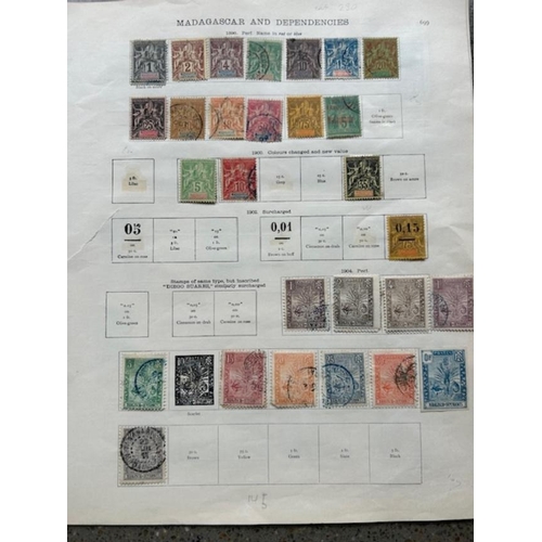 316 - French Colonies on old Ideal leaves, range of Countries includes Gabon, a complete sheet of Somali C... 