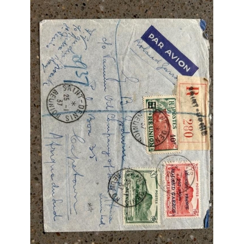 313 - French Colonies, superb Reunion cover with Roland Garros stamp (cats £240) on 1937 flight cover Reun... 