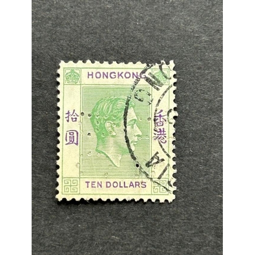 340 - Hong Kong KGVI mint vals. noted $5 green & violet, $10 SG 162B (Chalky) etc. also used. SEE PHOTO. (... 