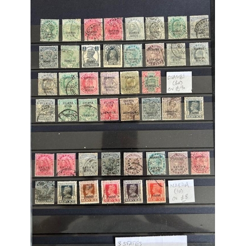 363 - Indian Convention States used range to 1R few mint Chamba Nabha Gwalior 96 stamps cat £140 (E)