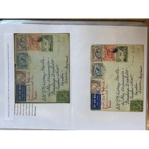 150 - Australia - Valuable collection of Airmails, noted AAS Ltd labels sheet of 15, 1925 Flight Covers In... 