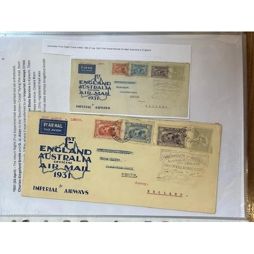 150 - Australia - Valuable collection of Airmails, noted AAS Ltd labels sheet of 15, 1925 Flight Covers In... 