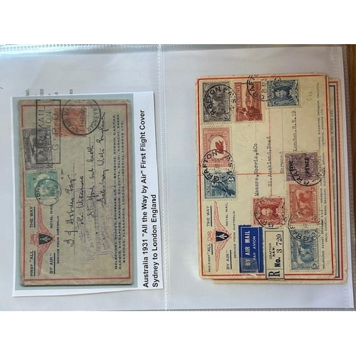 150 - Australia - Valuable collection of Airmails, noted AAS Ltd labels sheet of 15, 1925 Flight Covers In... 