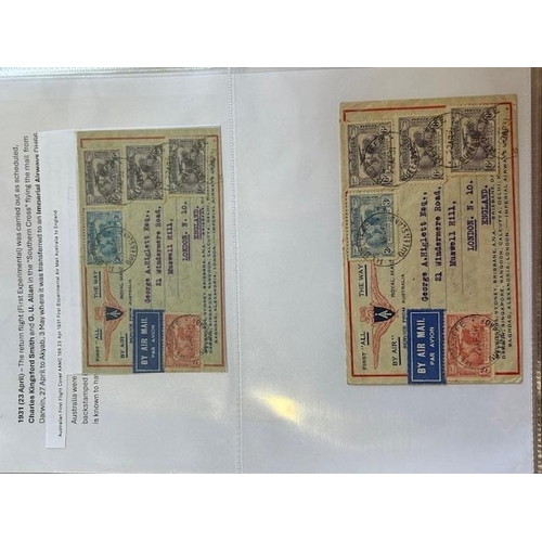 150 - Australia - Valuable collection of Airmails, noted AAS Ltd labels sheet of 15, 1925 Flight Covers In... 