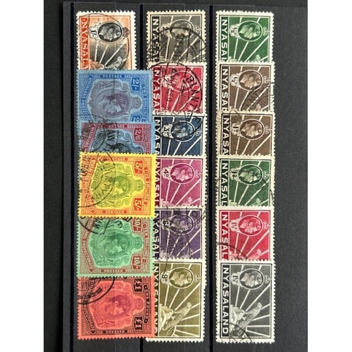 513 - Nyasaland fine used KGVI in sets, cats SG £339, possibly more as we have taken cheapest shades. (S)