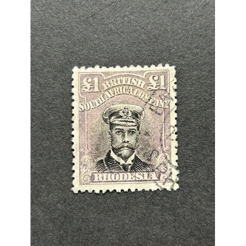 545 - Rhodesia 1913-19 £1 Admiral, fine used SG 278.  (1) (S)