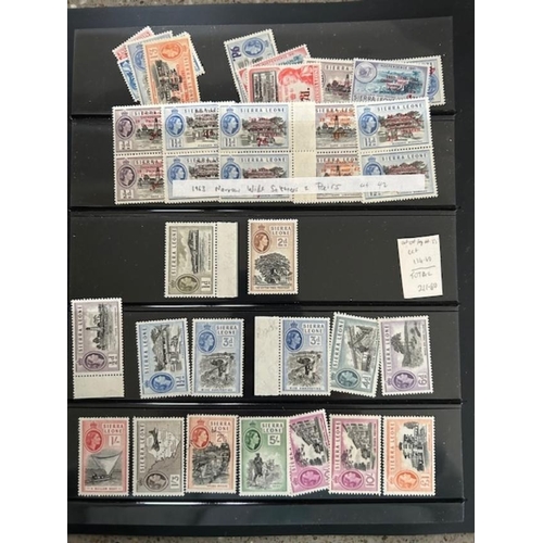 559 - Sierra Leone on large black s/cards, better noted including first QE2 set, plus numerous overprint v... 