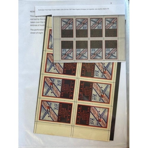 154 - Australia - Valuable collection of Airmails, noted AAS Ltd labels sheet of 15, 1925 Flight Covers In... 