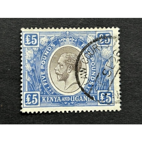 376 - Kenya Uganda & Tanganyika 1922-7 £5 SG 99, fine fiscal use. (1) (S)