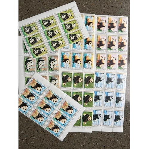 425 - Mongolia set of Panda Stamps, plus miniature sheet x 10 all u/m. SG 2129-2136 + SBM 2137, 10 of each... 