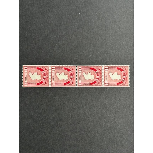 351 - Ireland 1940-68 1d coil strip of 4 SG 112c, top one hinged. SEE PHOTO. (4) (E)