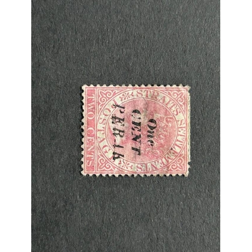 407 - Malayan States: Perak 1886 1c SG29 unused, hint of double overprint, unused thinned. (1) (S)