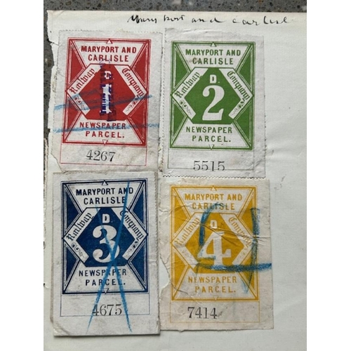 105 - Cinderella's - Railway Stamps incl. scarce Maryport & Carlisle Newspaper Parcel 1d, 2d, 3d, 4d & 6d ... 