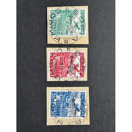 288 - Bulgaria 1932 Airs on piece with special cancels SG 323-5. (3) (S)