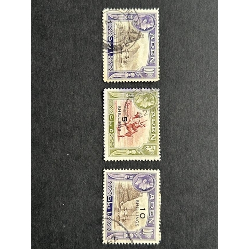 150 - Aden 1939-48 10R & 1951 5/- & 10/- all cds used. (3) (S)