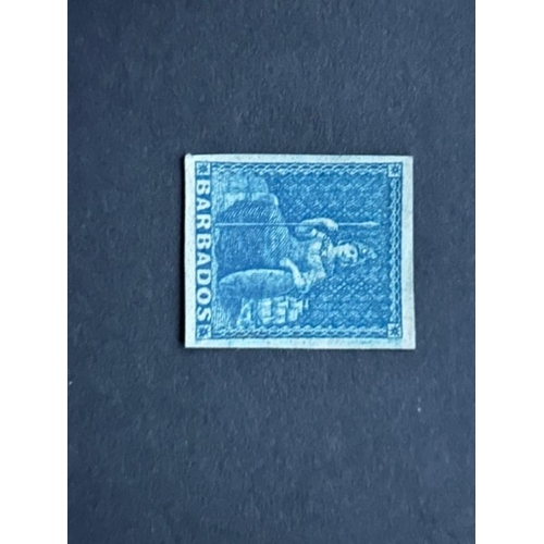 201 - Barbados 1855-8 1d deep blue mint SG10 (1) (S)