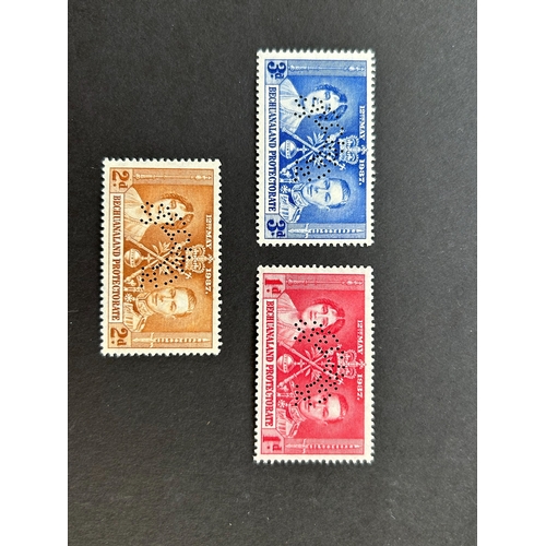 206 - Bechuanaland 1937 Coronation perf Specimen SG 115-7 SP. (3) (S)